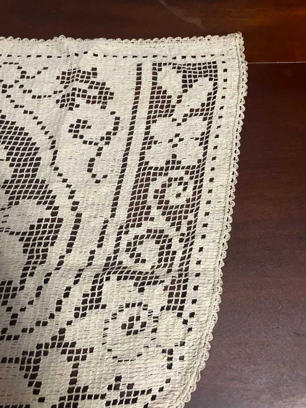 Set of 2 Vintage Filet Crochet Floral Lace Doilies